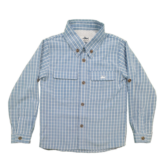 Flagler Fishing Shirt, Blue Plaid