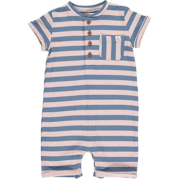Blue and Pink Stripe Camborne Henley Romper