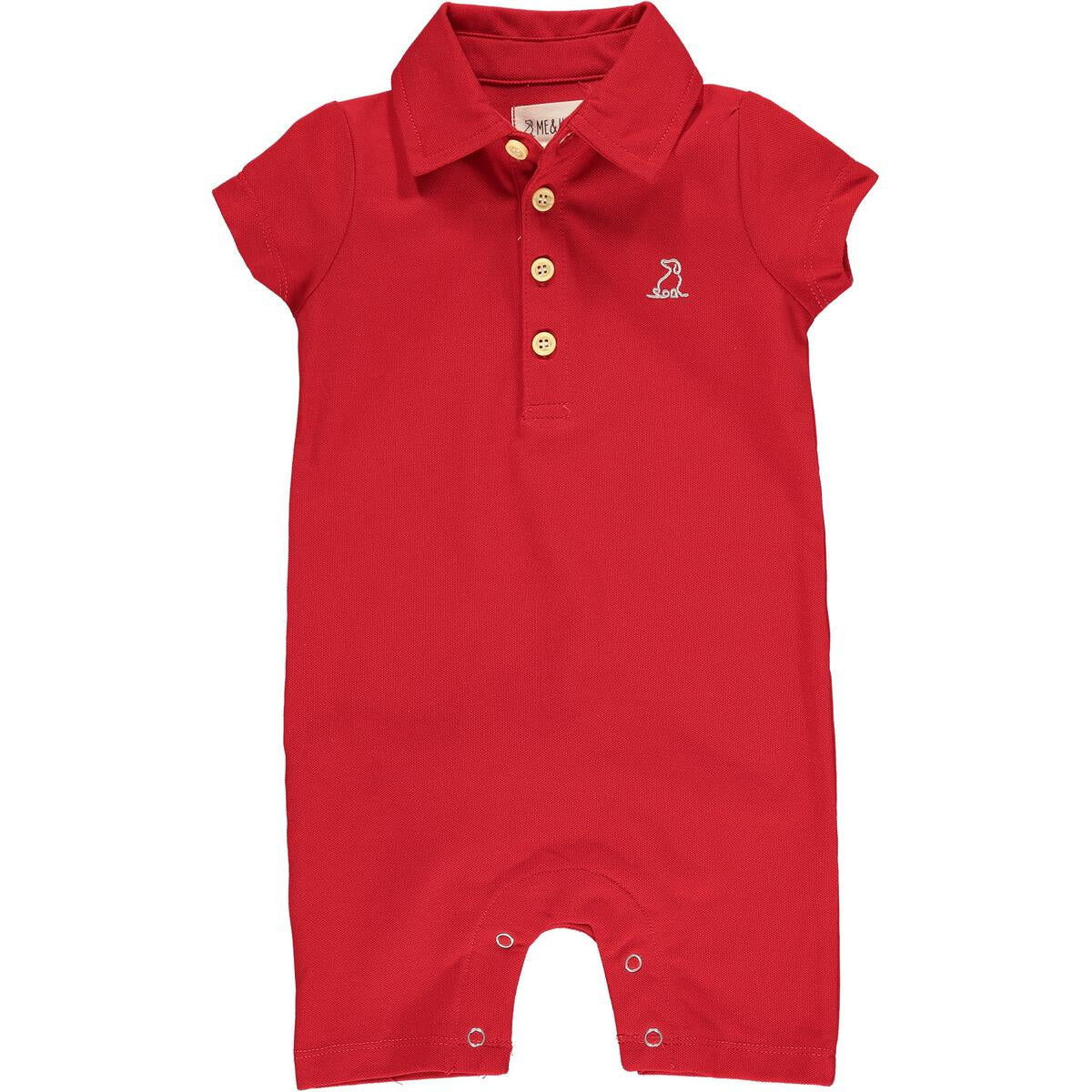 Drift Polo Romper, Red