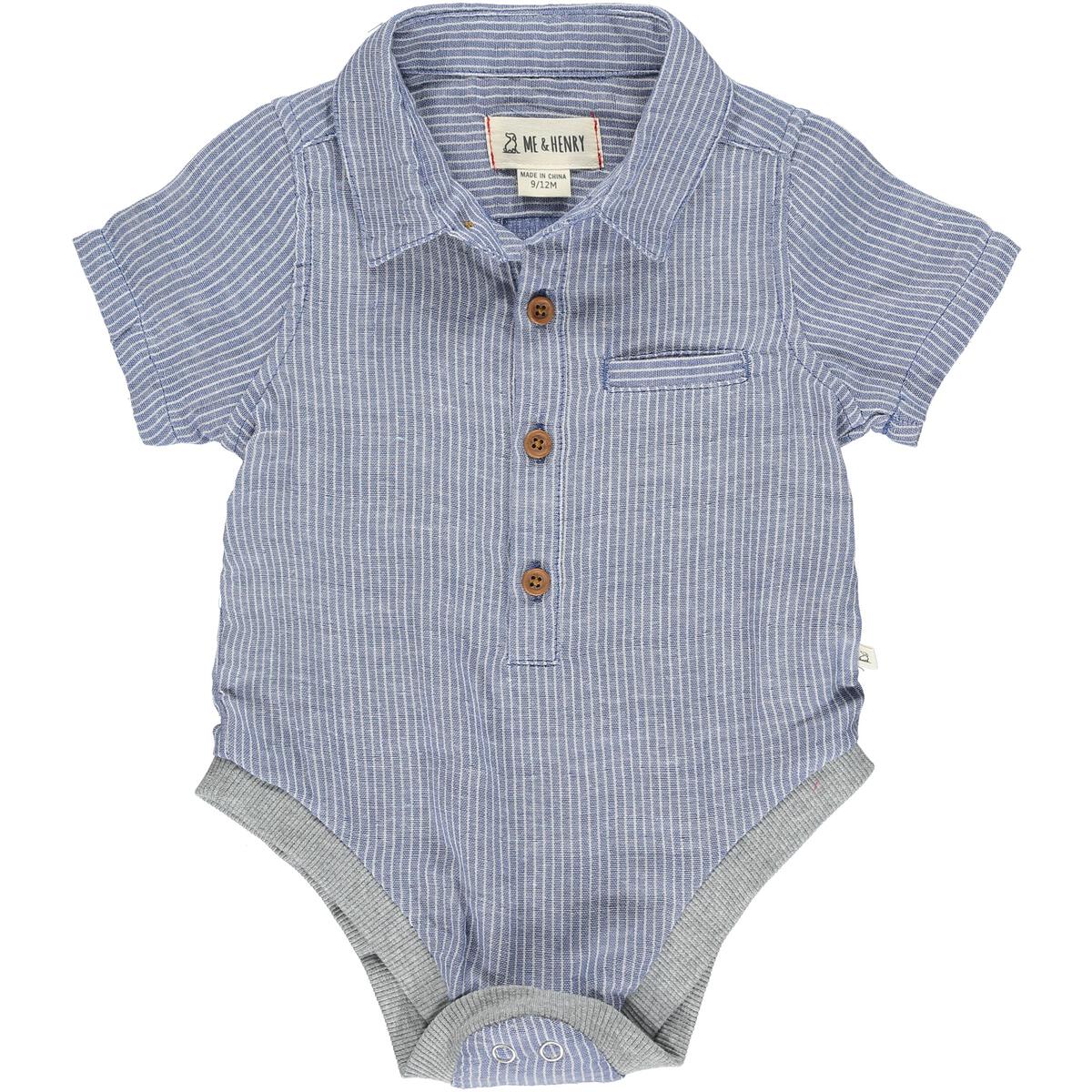 Helford Woven Onesie, Blue Stripe