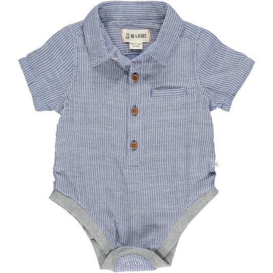 Helford Woven Onesie, Blue Stripe