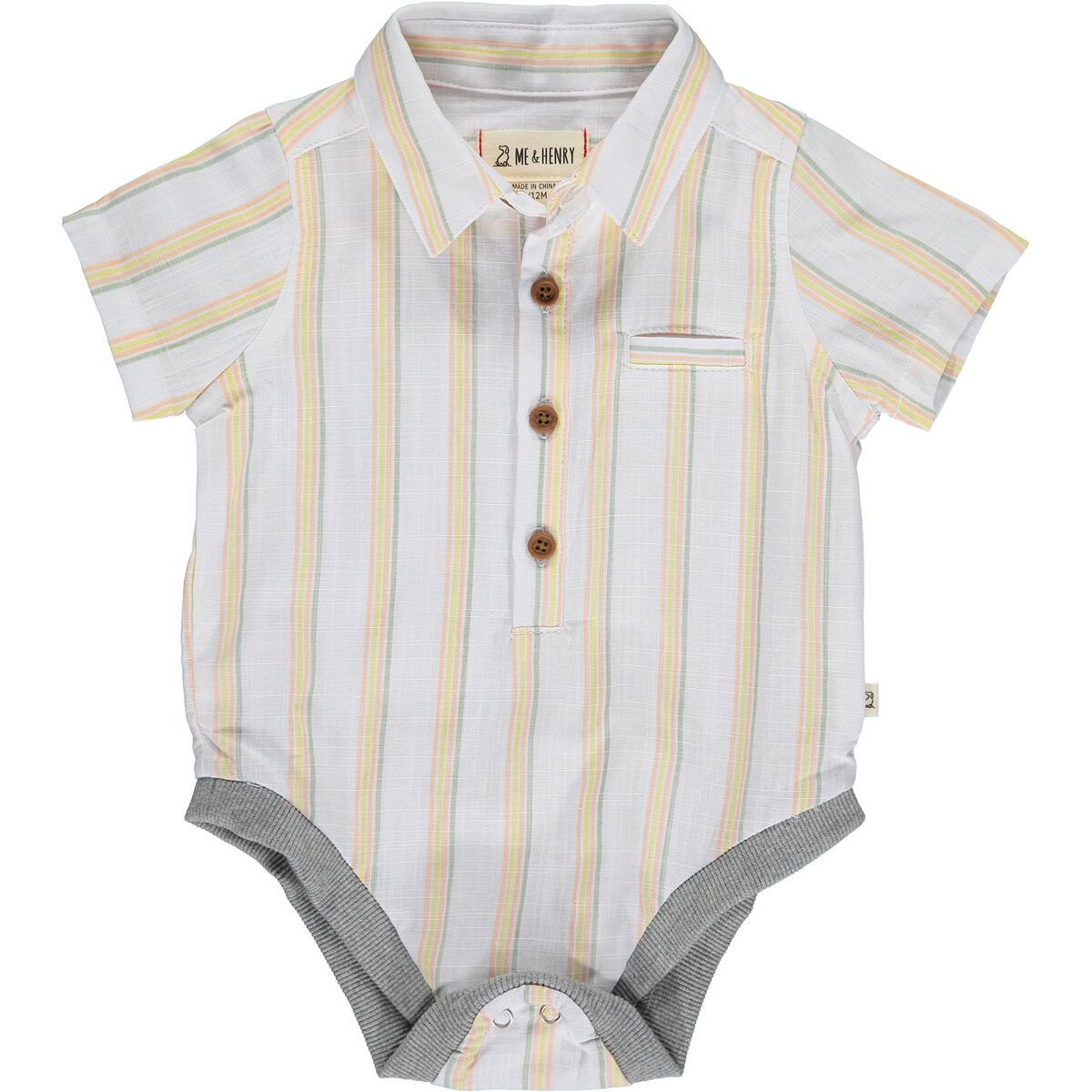 Helford Woven Onesie, Warm Stripe