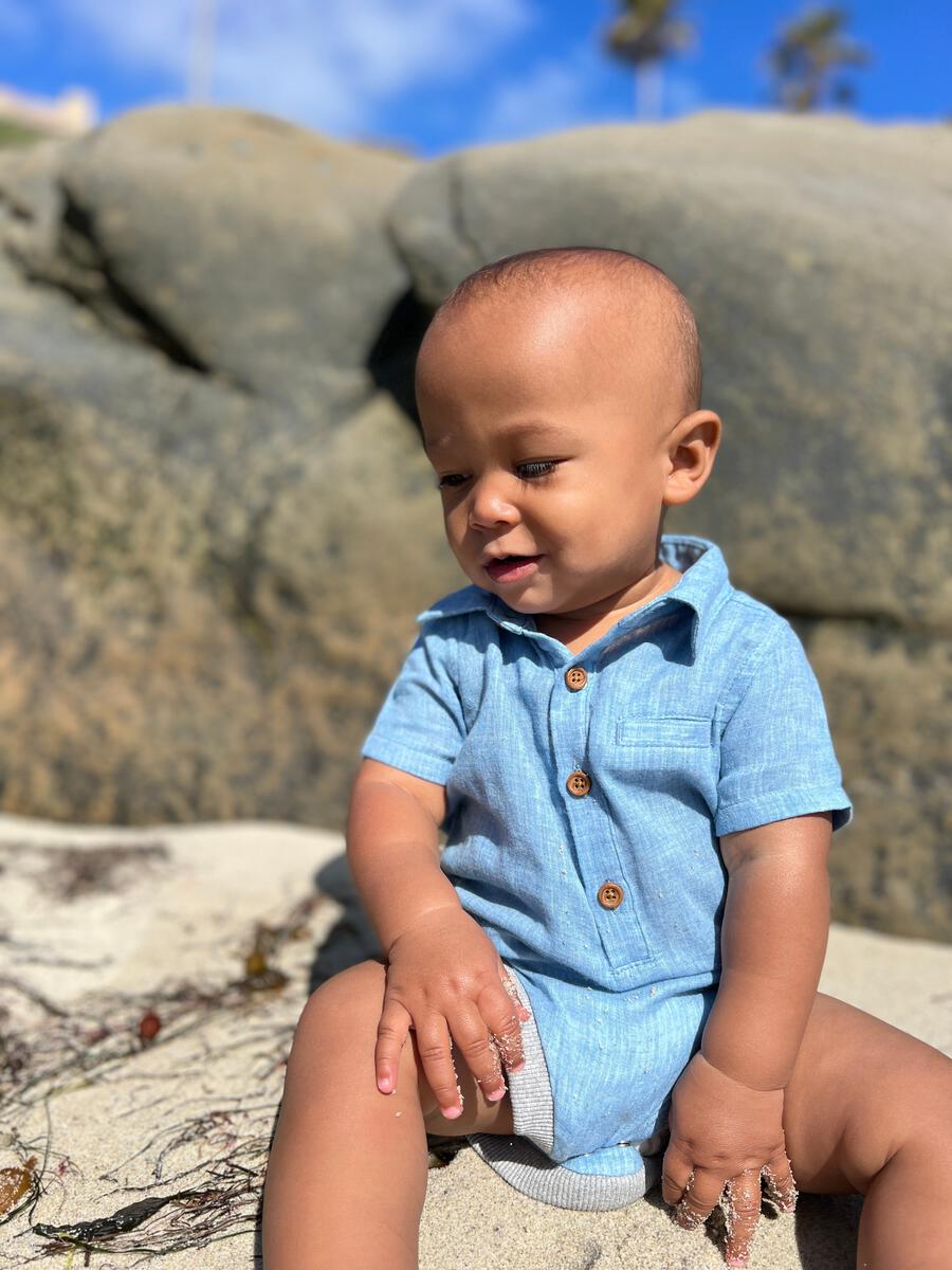Helford Woven Onesie, Light Blue