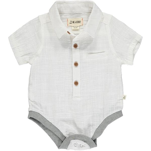 Helford Woven Onesie, White