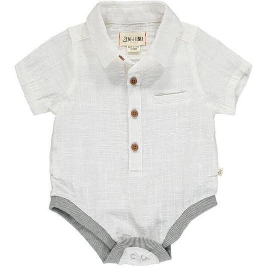 Helford Woven Onesie, White