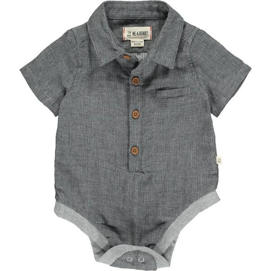 Helford Woven Onesie, Grey Gauze