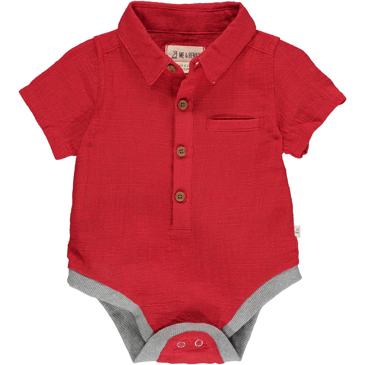 Helford Woven Onesie, Red