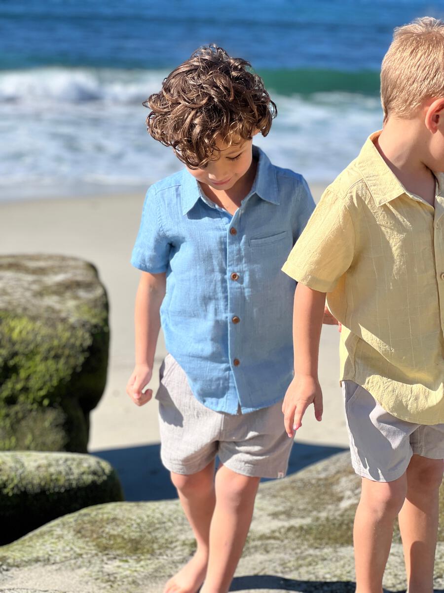 Newport Button Down, Gold Grid