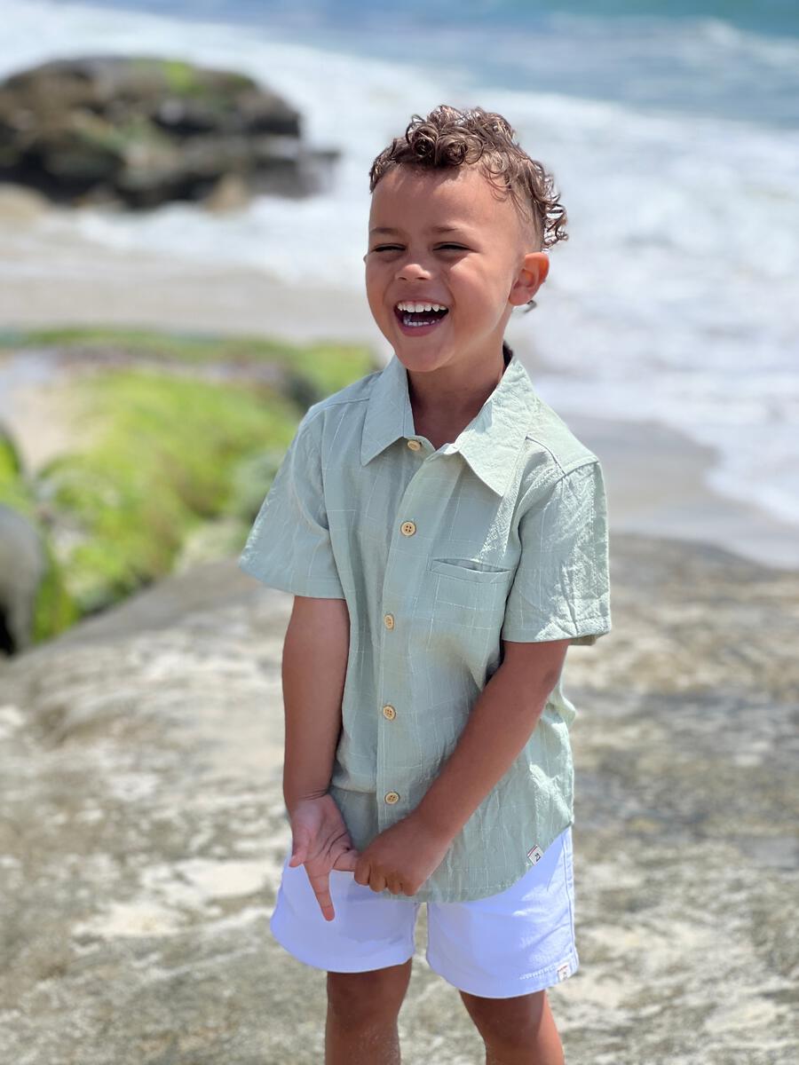 Newport Button Down, Sage Grid