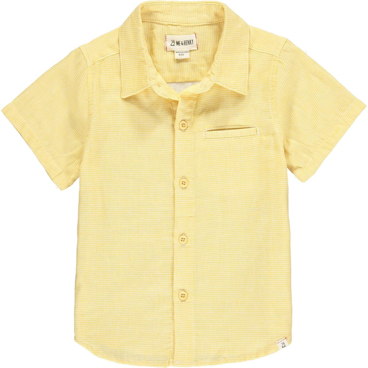 Newport Button Down, Gold Microcheck
