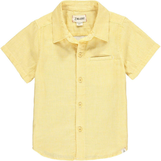 Newport Button Down, Gold Microcheck