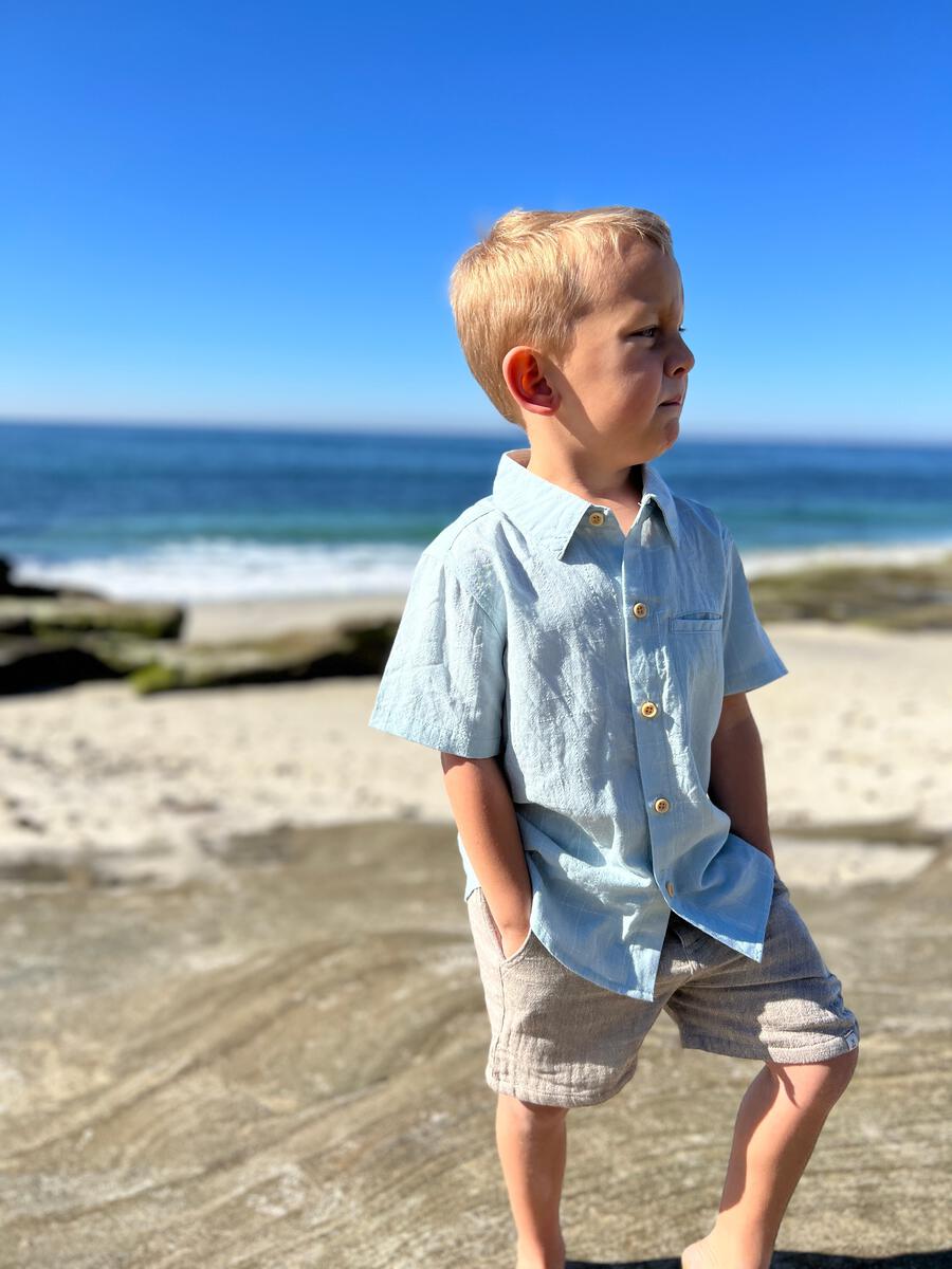 Newport Button Down, Blue Grid