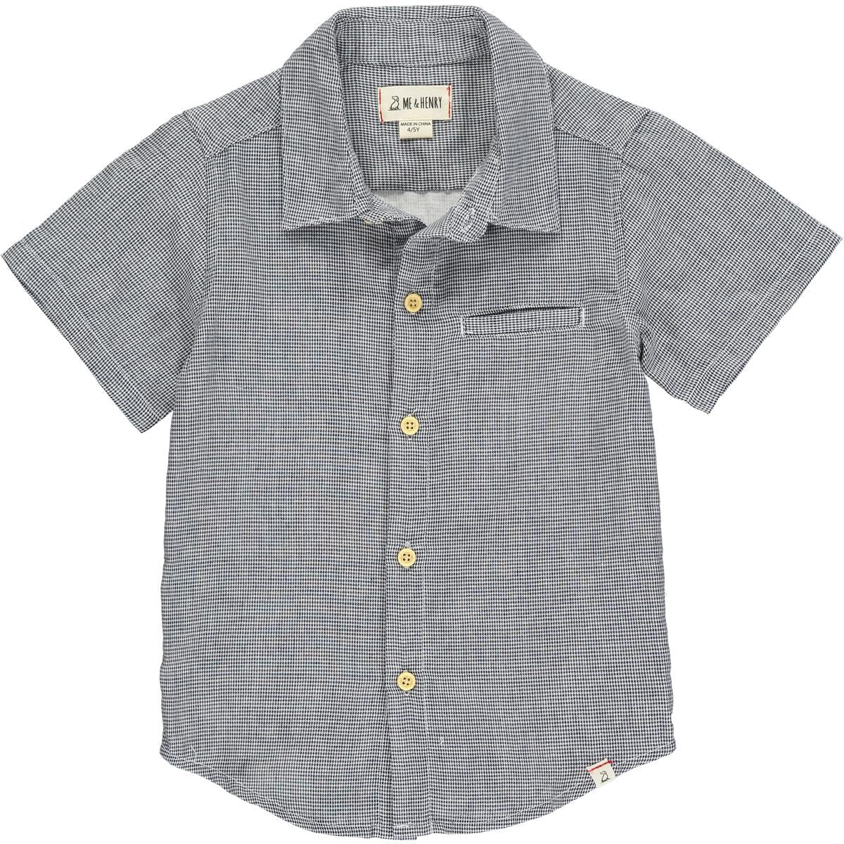Newport Button Down, Charcoal Microcheck