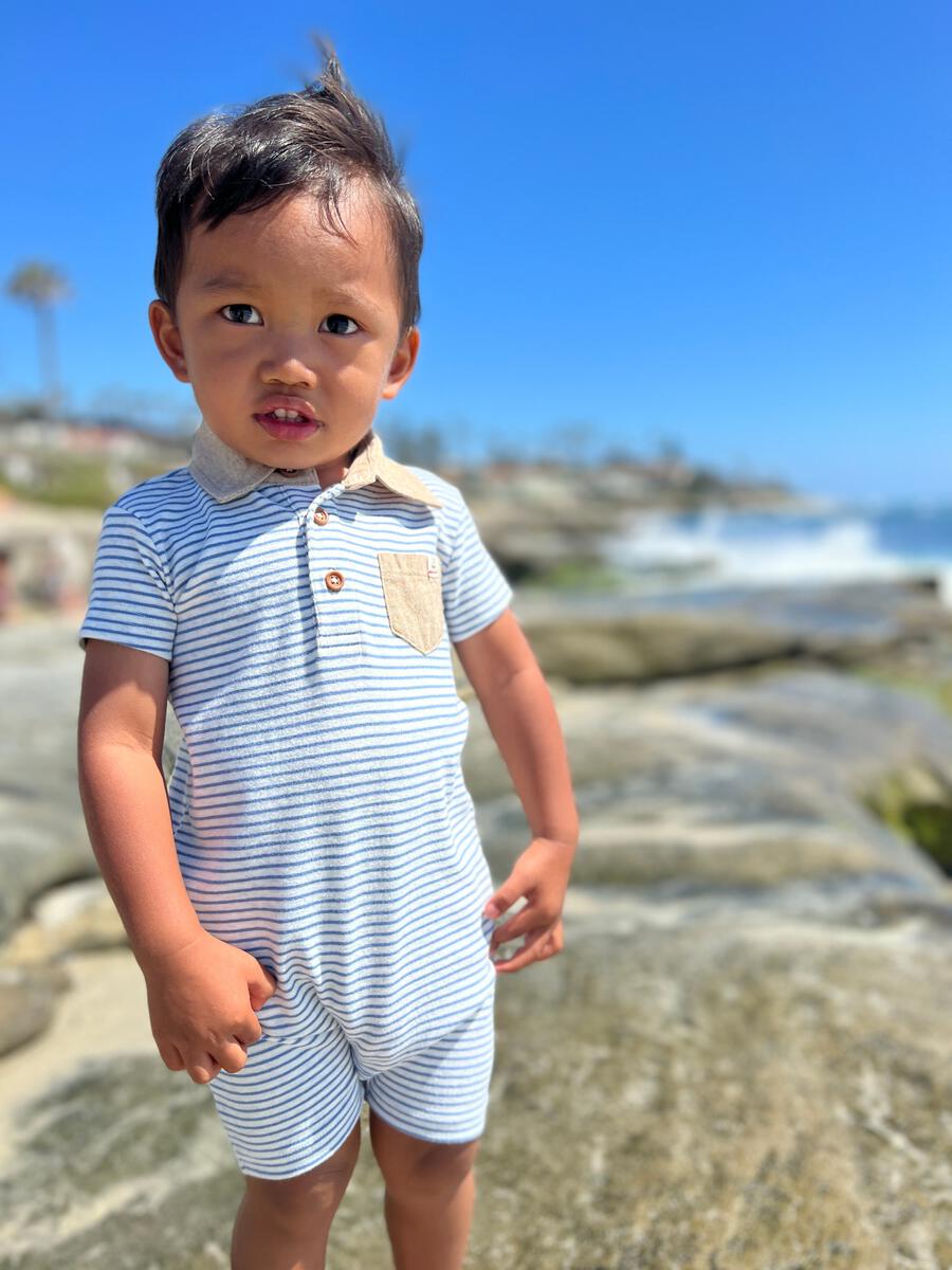 Saltash Romper, Dusty Blue