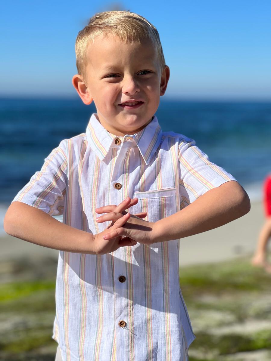 Newport Button Down, Warm Stripe