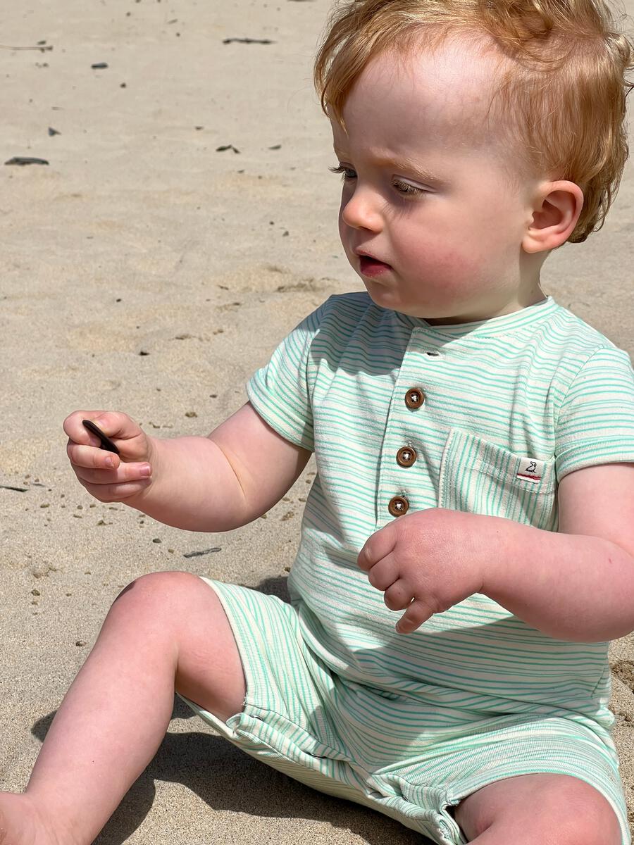 Mint Stripe Camborne Henley Romper