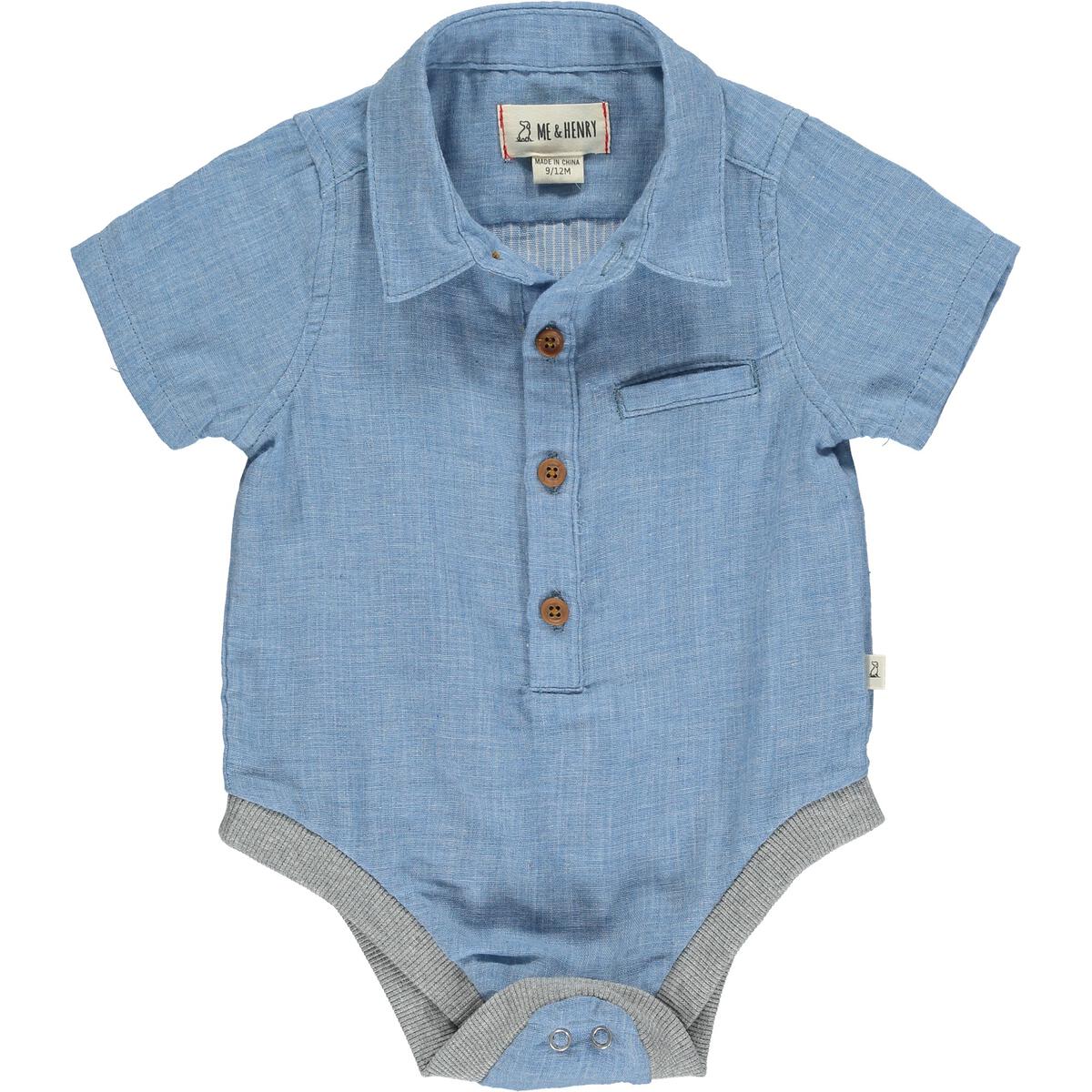 Helford Woven Onesie, Light Blue